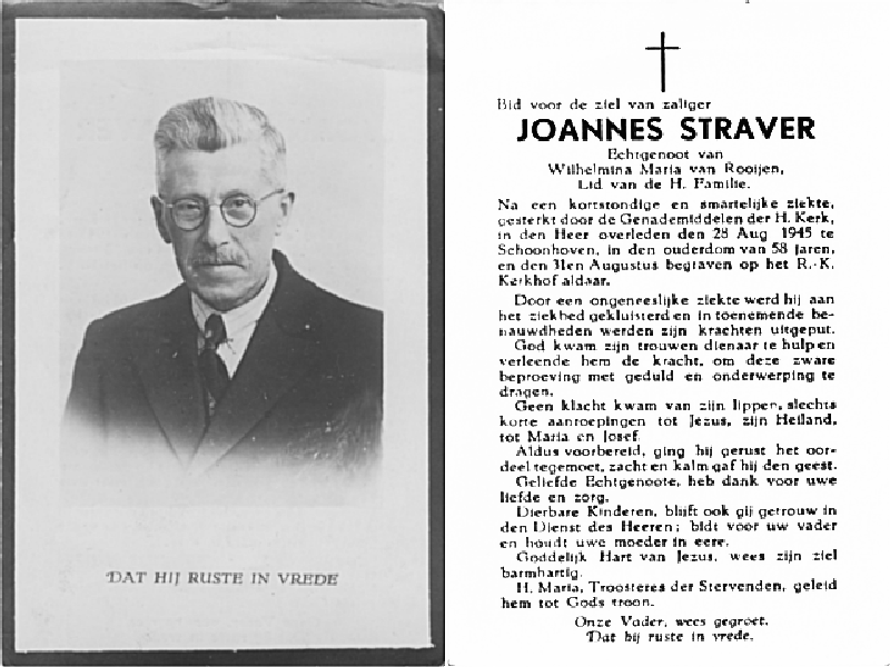 Bidprentje Joannes Straver